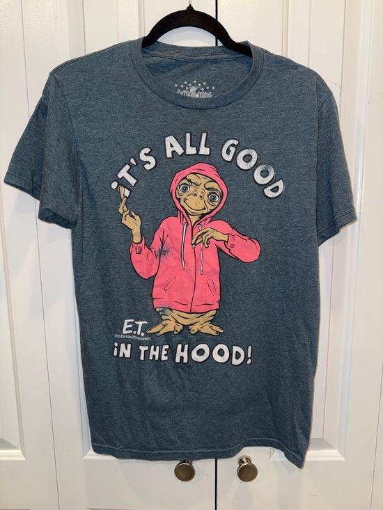 Universal Studio Tops - E.T. Graphic Short-Sleeve Tee - Blue with Pink Graphic